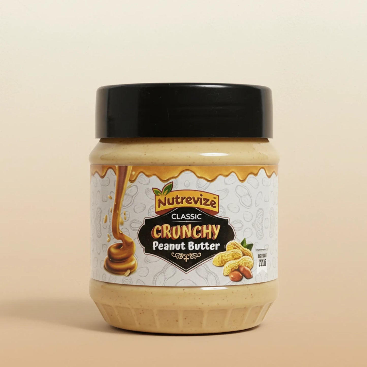 Classic Crunchy Peanut Butter – 320g | No Sugar, No Oil, Pure Peanut