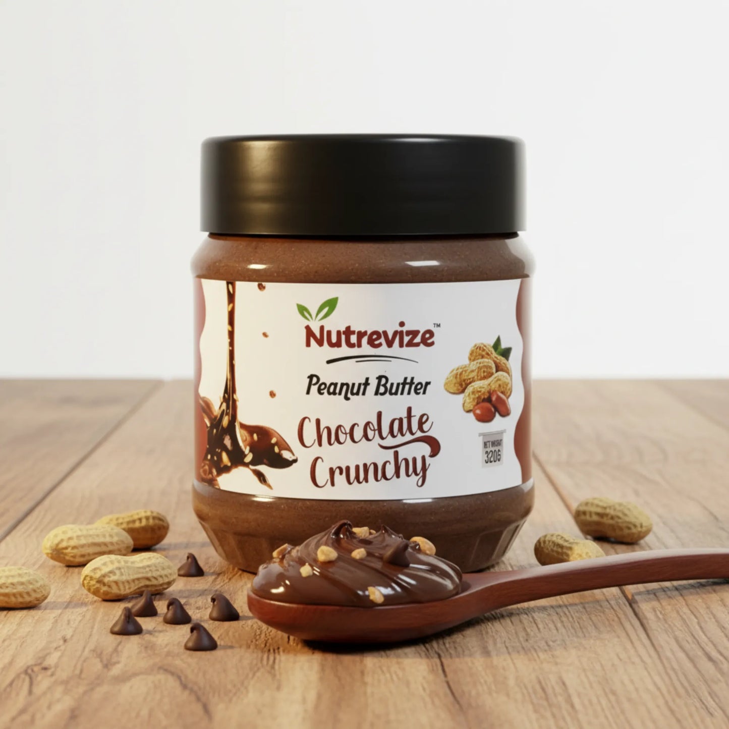 Chocolate Crunchy Peanut Butter – 320g | No oil ,no chemicals ,100% roasted peanuts