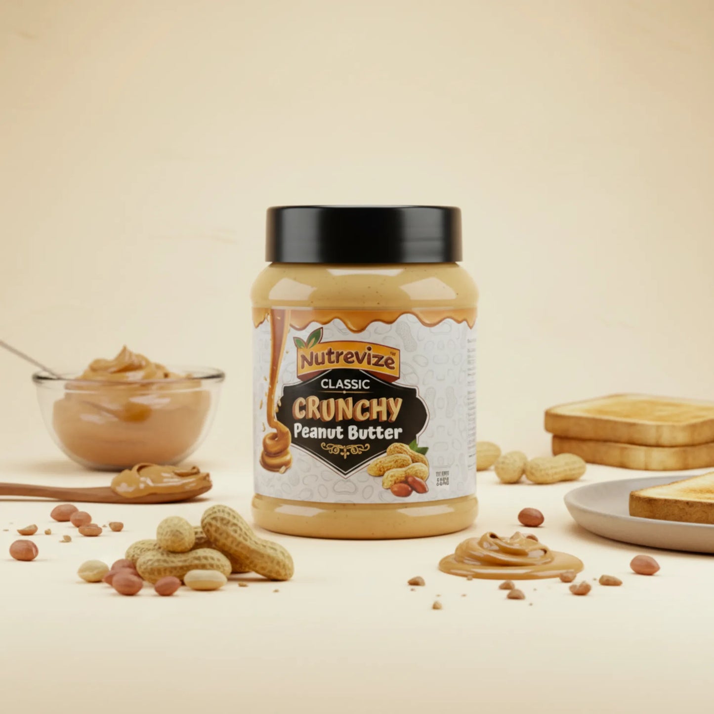 Classic Crunchy Peanut Butter – 520g | No Sugar, No Oil, Pure Peanut